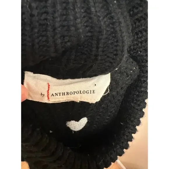 Anthropologie Hearts Mock Neck Sweater Tee Black/White Sz XS - Picture 6 of 7